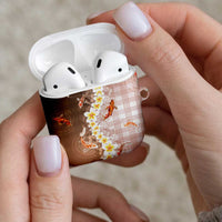 Hawaii And Japan AirPods Case Plumeria Lei With Koi Fish Beige - Polynesian Pride