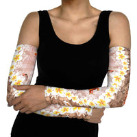 Hawaii And Japan Arm Sleeves Plumeria Lei With Koi Fish Beige - Polynesian Pride