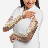 Hawaii And Japan Arm Sleeves Plumeria Lei With Koi Fish Beige - Polynesian Pride