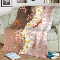 Hawaii And Japan Blanket Plumeria Lei With Koi Fish Beige - Polynesian Pride