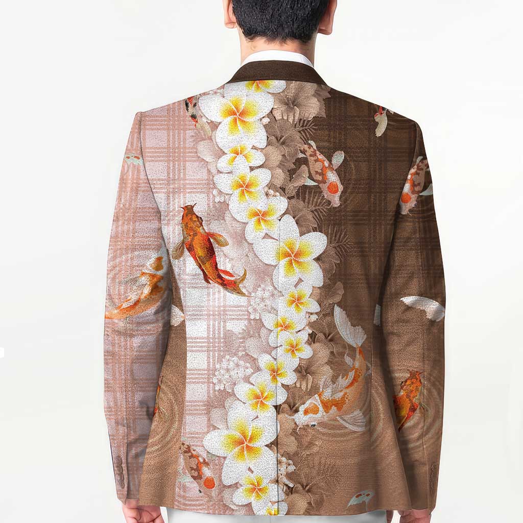 Hawaii And Japan Blazer Plumeria Lei With Koi Fish Beige - Polynesian Pride