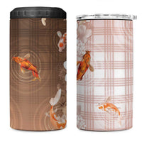 Hawaii And Japan 4 in 1 Can Cooler Tumbler Plumeria Lei With Koi Fish Beige - Polynesian Pride