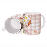 Hawaii And Japan Ceramic Mug Plumeria Lei With Koi Fish Beige - Polynesian Pride