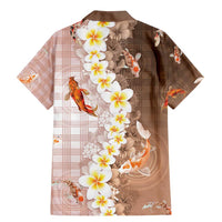 Hawaii And Japan Family Matching Mermaid Dress and Hawaiian Shirt Plumeria Lei With Koi Fish Beige - Polynesian Pride