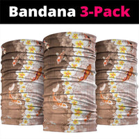 Hawaii And Japan Neck Gaiter Plumeria Lei With Koi Fish Beige - Polynesian Pride