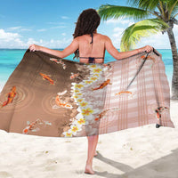Hawaii And Japan Sarong Plumeria Lei With Koi Fish Beige - Polynesian Pride