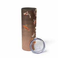 Hawaii And Japan Skinny Tumbler Plumeria Lei With Koi Fish Beige - Polynesian Pride