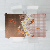 Hawaii And Japan Tablecloth Plumeria Lei With Koi Fish Beige - Polynesian Pride