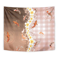 Hawaii And Japan Tapestry Plumeria Lei With Koi Fish Beige - Polynesian Pride
