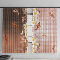 Hawaii And Japan Window Curtain Plumeria Lei With Koi Fish Beige - Polynesian Pride
