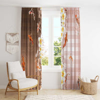 Hawaii And Japan Window Curtain Plumeria Lei With Koi Fish Beige - Polynesian Pride