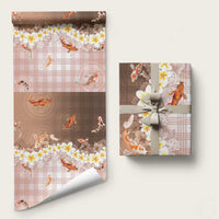 Hawaii And Japan Wrapping Paper Plumeria Lei With Koi Fish Beige