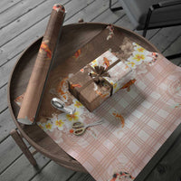 Hawaii And Japan Wrapping Paper Plumeria Lei With Koi Fish Beige