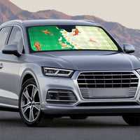 Hawaii And Japan Auto Sun Shade Plumeria Lei With Koi Fish Green - Polynesian Pride