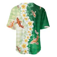 Hawaii And Japan Baseball Jersey Plumeria Lei With Koi Fish Green - Polynesian Pride