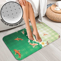 Hawaii And Japan Bathroom Set Plumeria Lei With Koi Fish Green - Polynesian Pride