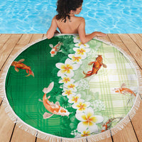 Hawaii And Japan Beach Blanket Plumeria Lei With Koi Fish Green - Polynesian Pride