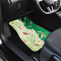 Hawaii And Japan Car Mats Plumeria Lei With Koi Fish Green - Polynesian Pride