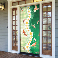 Hawaii And Japan Door Cover Plumeria Lei With Koi Fish Green - Polynesian Pride