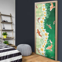 Hawaii And Japan Door Cover Plumeria Lei With Koi Fish Green - Polynesian Pride