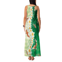 Hawaii And Japan Family Matching Tank Maxi Dress and Hawaiian Shirt Plumeria Lei With Koi Fish Green - Polynesian Pride