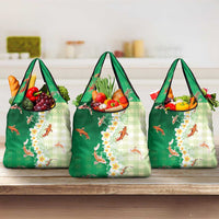 Hawaii And Japan Grocery Bag Plumeria Lei With Koi Fish Green - Polynesian Pride