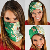 Hawaii And Japan Neck Gaiter Plumeria Lei With Koi Fish Green - Polynesian Pride