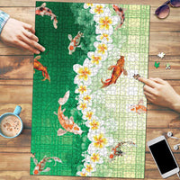 Hawaii And Japan Puzzle Plumeria Lei With Koi Fish Green - Polynesian Pride