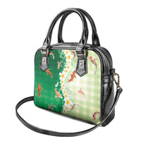 Hawaii And Japan Shoulder Handbag Plumeria Lei With Koi Fish Green - Polynesian Pride