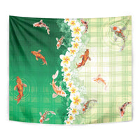 Hawaii And Japan Tapestry Plumeria Lei With Koi Fish Green - Polynesian Pride