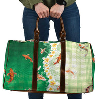 Hawaii And Japan Travel Bag Plumeria Lei With Koi Fish Green - Polynesian Pride