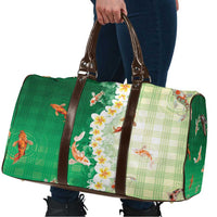 Hawaii And Japan Travel Bag Plumeria Lei With Koi Fish Green - Polynesian Pride