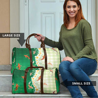 Hawaii And Japan Travel Bag Plumeria Lei With Koi Fish Green - Polynesian Pride