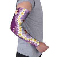 Hawaii And Japan Arm Sleeves Plumeria Lei With Koi Fish Purple - Polynesian Pride