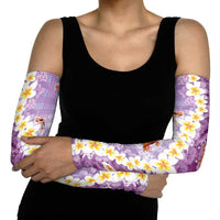 Hawaii And Japan Arm Sleeves Plumeria Lei With Koi Fish Purple - Polynesian Pride