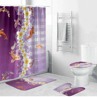 Hawaii And Japan Bathroom Set Plumeria Lei With Koi Fish Purple - Polynesian Pride