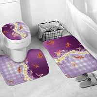 Hawaii And Japan Bathroom Set Plumeria Lei With Koi Fish Purple - Polynesian Pride