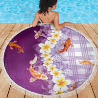 Hawaii And Japan Beach Blanket Plumeria Lei With Koi Fish Purple - Polynesian Pride