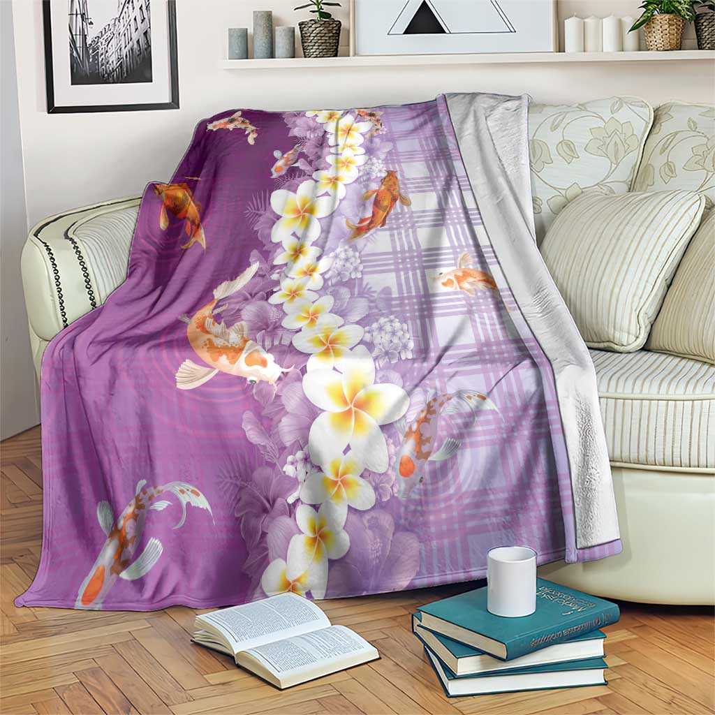 Hawaii And Japan Blanket Plumeria Lei With Koi Fish Purple - Polynesian Pride