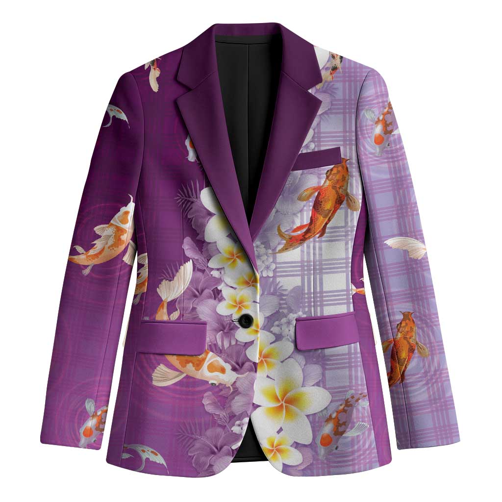 Hawaii And Japan Blazer Plumeria Lei With Koi Fish Purple LT05 Unisex Purple - Polynesian Pride