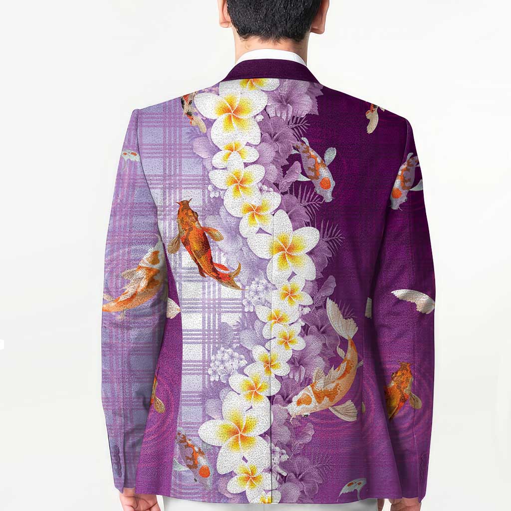 Hawaii And Japan Blazer Plumeria Lei With Koi Fish Purple - Polynesian Pride