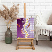 Hawaii And Japan Canvas Wall Art Plumeria Lei With Koi Fish Purple - Polynesian Pride