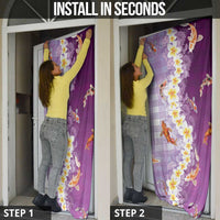 Hawaii And Japan Door Cover Plumeria Lei With Koi Fish Purple - Polynesian Pride