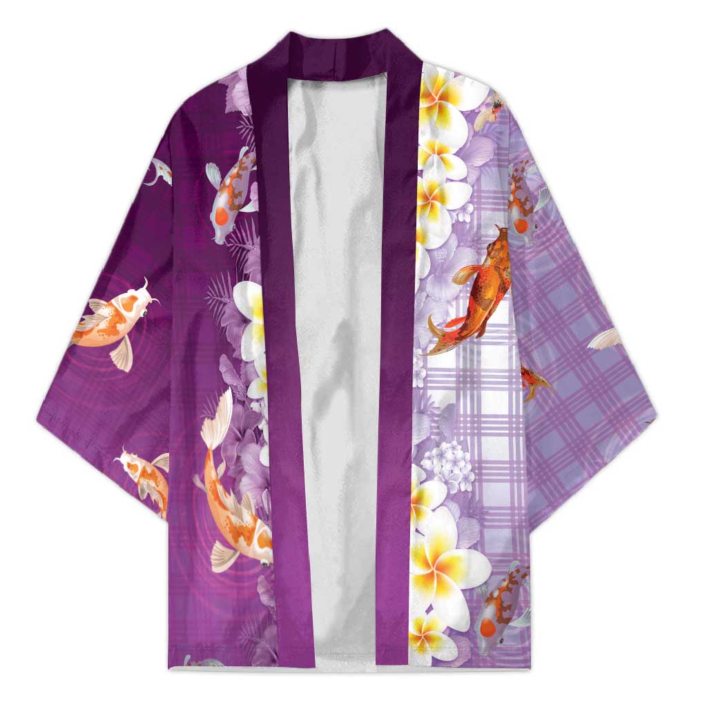 Hawaii And Japan Kimono Plumeria Lei With Koi Fish Purple LT05 Unisex Purple - Polynesian Pride