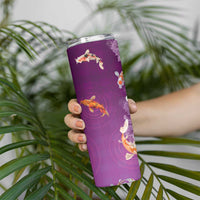 Hawaii And Japan Skinny Tumbler Plumeria Lei With Koi Fish Purple - Polynesian Pride