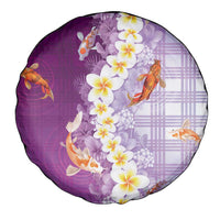 Hawaii And Japan Spare Tire Cover Plumeria Lei With Koi Fish Purple - Polynesian Pride