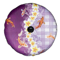 Hawaii And Japan Spare Tire Cover Plumeria Lei With Koi Fish Purple - Polynesian Pride
