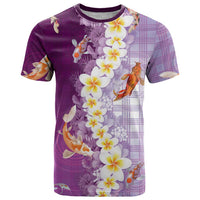 Hawaii And Japan T Shirt Plumeria Lei With Koi Fish Purple LT05 Purple - Polynesian Pride