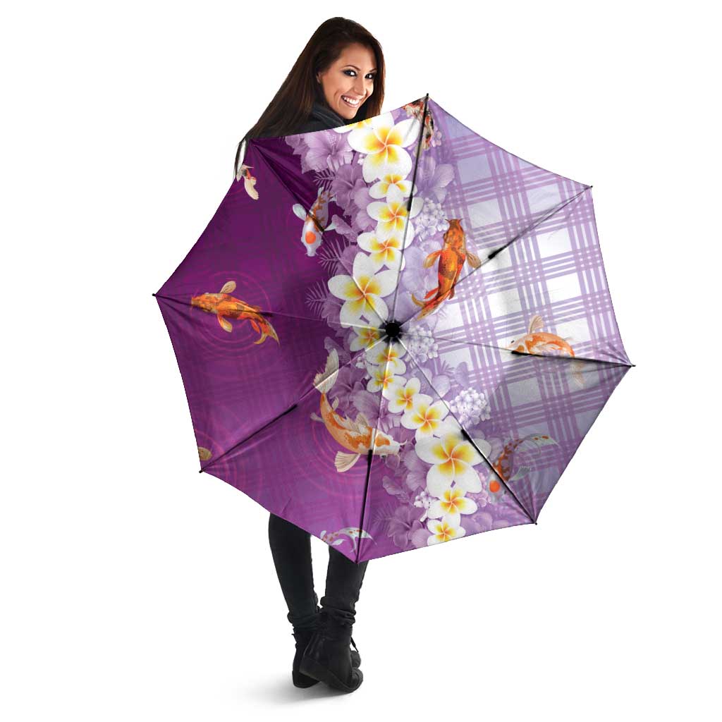 Hawaii And Japan Umbrella Plumeria Lei With Koi Fish Purple - Polynesian Pride