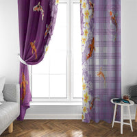 Hawaii And Japan Window Curtain Plumeria Lei With Koi Fish Purple - Polynesian Pride